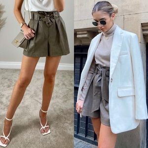 Zara Faux Leather Tie Waist Shorts